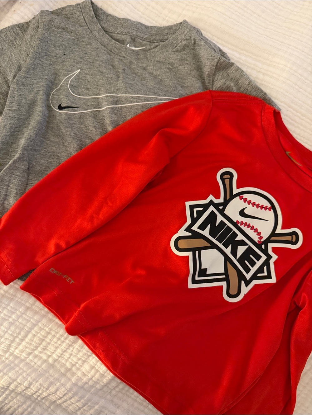 Nike 2-Pack - Baseball Logo Long Sleeve Tee with Gray Swoosh Short Sleeve